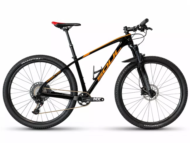 Bicicleta Seminova Soul Vesuvio Aro 29 SRAM NX 12v Preta/Laranja