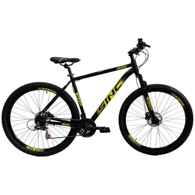 Bicicleta Sinc Tempo Aro 29 Tourney 21v Preto e Amarelo