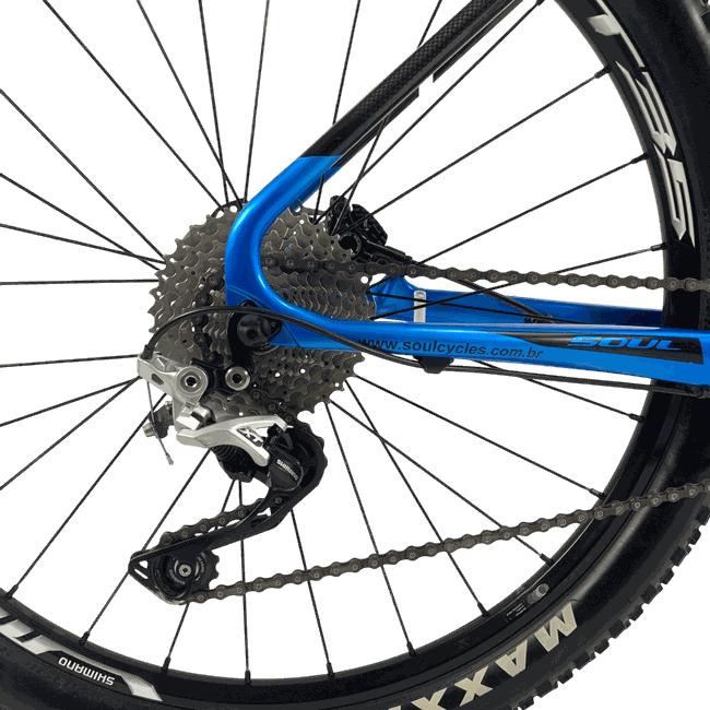 Bicicleta Soul Carbon 927 Aro 27,5 XT 30v Preta e Azul - Seminova