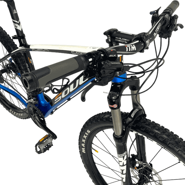 Bicicleta Soul Carbon 927 Aro 27,5 XT 30v Preta e Azul - Seminova