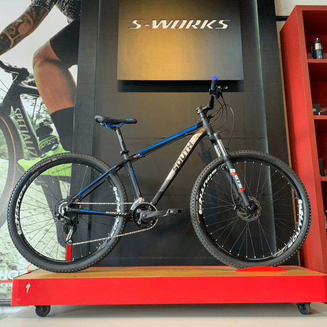 Bicicleta South Super Speed HD Aro 29 Altus 18v Preto e Azul
