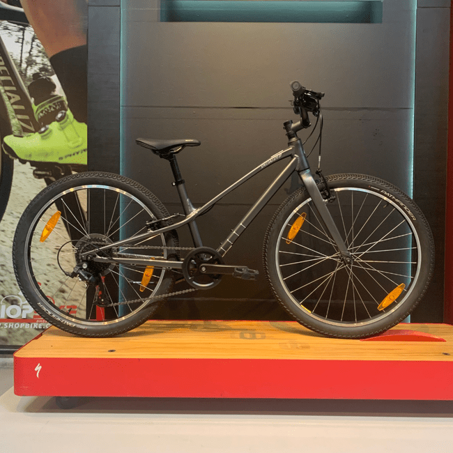Bicicleta Specialized Jett Aro 24 microSHIFT 8v 2023 Cinza Escuro e Prata