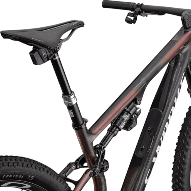 Bicicleta Specialized S-Works Epic 8 Aro 29 Sram XX 12v Carbono Brilhante e Rosa Vivo Metálico e Viavi Magenta Gold e Sombra