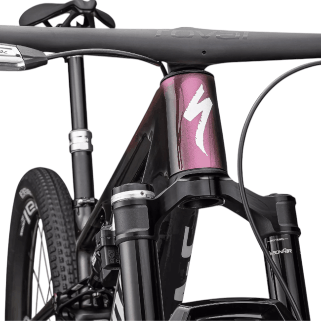 Bicicleta Specialized S-Works Epic 8 Aro 29 Sram XX 12v Carbono Brilhante e Rosa Vivo Metálico e Viavi Magenta Gold e Sombra