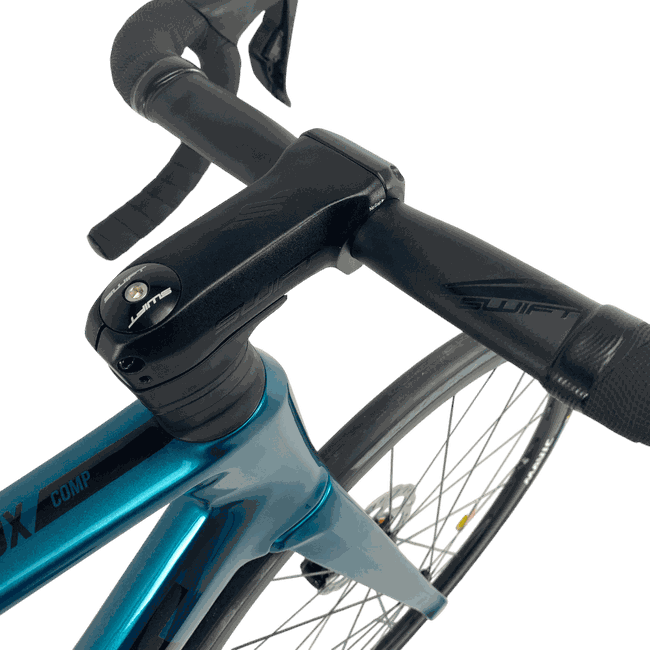 Bicicleta Swift Racevox Comp Carbon Disc 2024 Aro 700 Shimano 105 Di2 24v Azul e Preto