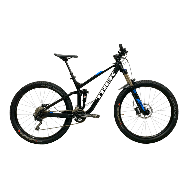 Bicicleta Trek Fuel EX 5 Aro 27.5 Deore 20v Preto Branco e Azul - Seminova