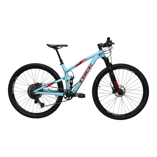 Bicicleta Trek Top Fuel 9.8SL Aro 29 GX 12v Azul e Vermelho - Seminova