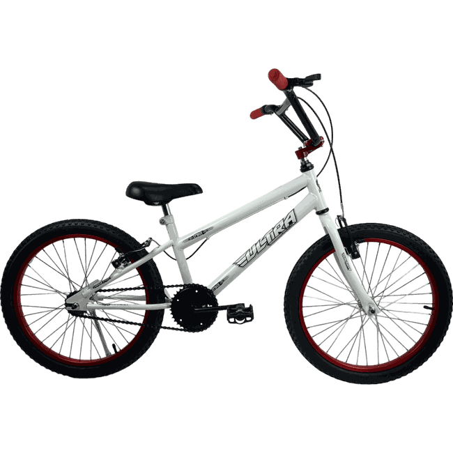 Bicicleta Ultra Cross Aro 20 Branco e Vermelhoㅤㅤㅤㅤ