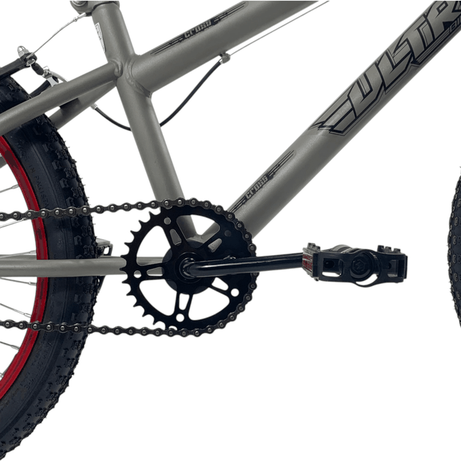 Bicicleta Ultra Cross Aro 20 Cinza e Vermelhoㅤㅤㅤㅤㅤㅤㅤㅤㅤㅤ