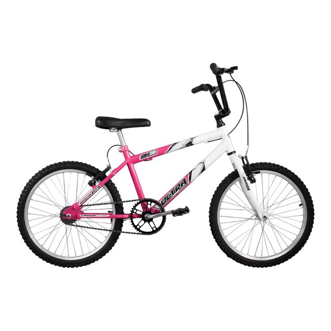 Bicicleta Ultra UM20 Aro 20 Branco e Rosa