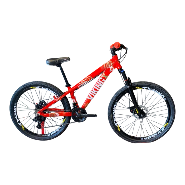 Bicicleta Vikingx Aro 26 Tuff 25 Shimano 21v Vermelho, Branco e Dourado Bicicleta Vikingx Aro 26 Tuff 25 Shimano 21v Vermelho, Branco e Dourado