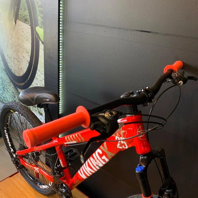 Bicicleta Vikingx Aro 26 Tuff 25 Shimano 21v Vermelho, Branco e Dourado