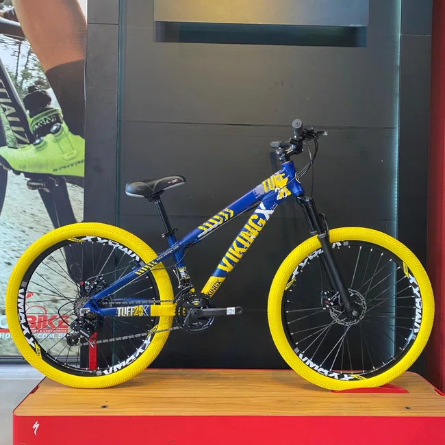 Bicicleta Vikingx Aro 26 Tuff-25 Shimano Azul e Amarelo