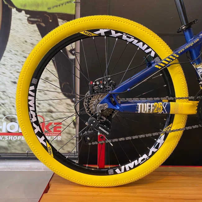 Bicicleta Vikingx Aro 26 Tuff-25 Shimano Azul e Amarelo