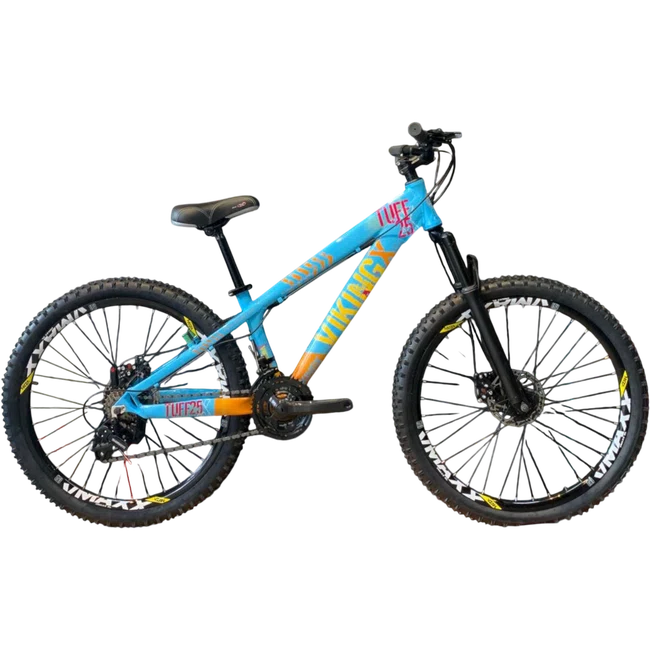 Bicicleta Vikingx Aro 26 Tuff-25 Shimano Azul Laranja Amarelo