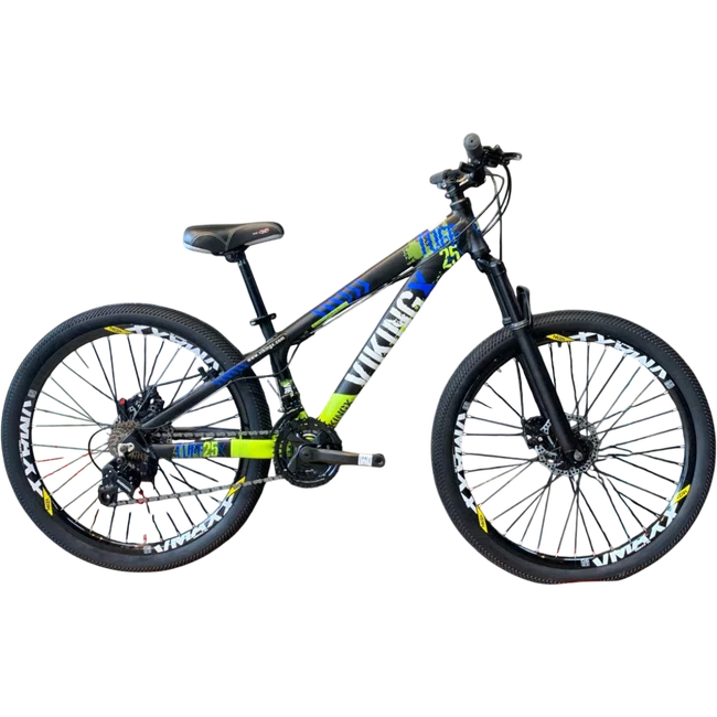Bicicleta Vikingx Aro 26 Tuff-25 Shimano Preta Azul e Verde
