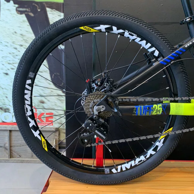 Bicicleta Vikingx Aro 26 Tuff-25 Shimano Preta Azul e Verde