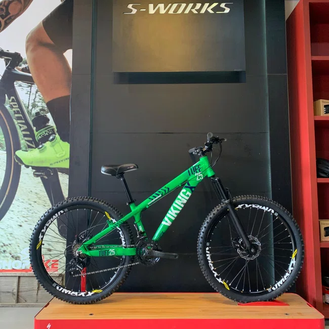 Bicicleta Vikingx Aro 26 Tuff-25 Verde Azul e Branco