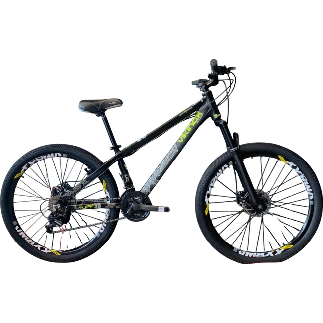 Bicicleta Vikingx Aro 26 Tuff-30 Shimano Preto Prata e Verde