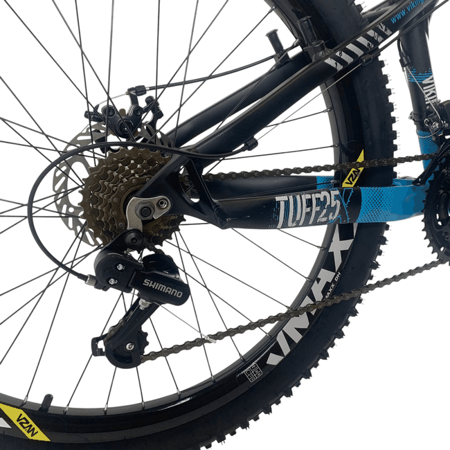 Bicicleta VikingX Tuff 25 Aro 26 Tourney 21v Preto e Azul e Branco e Azul