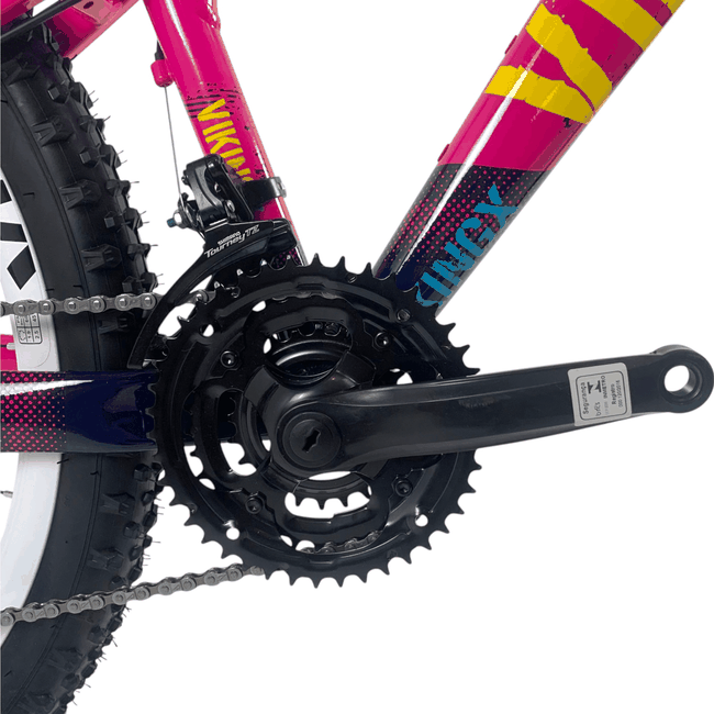Bicicleta VikingX Tuff 25 Aro 26 Tourney 21v Rosa e Azul e Amarelo