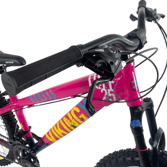 Bicicleta VikingX Tuff 25 Aro 26 Tourney 21v Rosa e Azul e Amarelo
