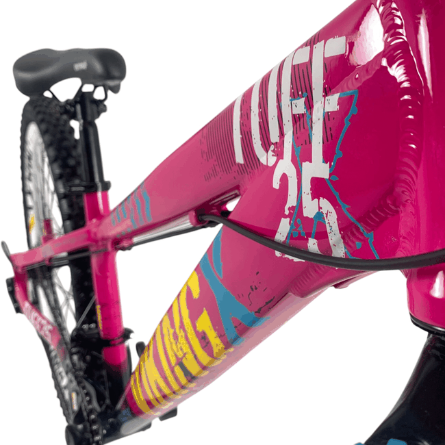 Bicicleta VikingX Tuff 25 Aro 26 Tourney 21v Rosa e Azul e Amarelo
