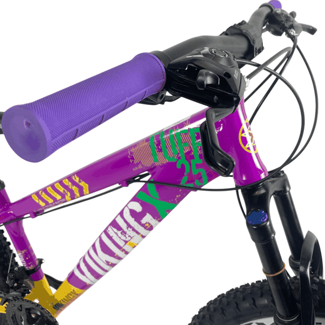 Bicicleta Vikingx Tuff 25 Aro 26 Tourney 21v Roxo e Amarelo e Verde