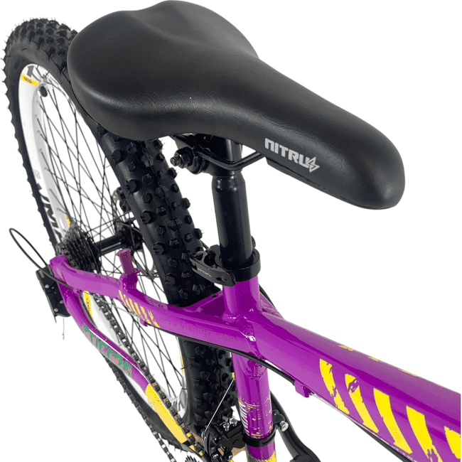 Bicicleta Vikingx Tuff 25 Aro 26 Tourney 21v Roxo e Amarelo e Verde