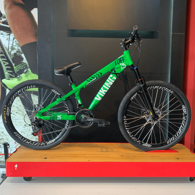 Bicicleta Vikingx Tuff 25 Aro 26 Tourney 21v Verde e Azul