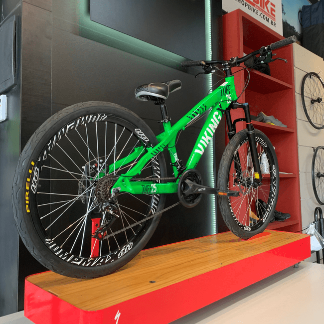 Bicicleta Vikingx Tuff 25 Aro 26 Tourney 21v Verde e Azul