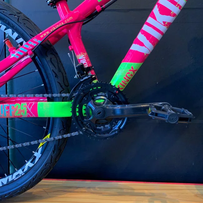 Bicicleta Vikingx Tuff 25 Shimano Aro 26 21v Rosa e Verde