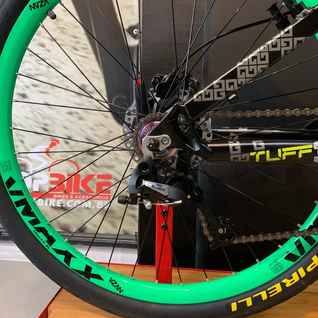 Bicicleta Vikingx Tuff-30 Aro 26 Preta e Verde com Guidão Camaleão
