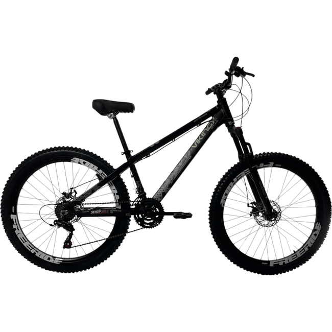 Bicicleta Vikingx Tuff 30 Shimano 21V Aro 26 Preta e Verde e Cinza