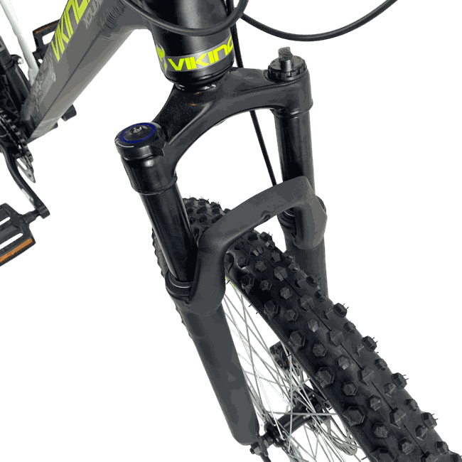 Bicicleta VikingX Tuff 30 Aro 26 Shimano 21v Preto e Verde e Cinza