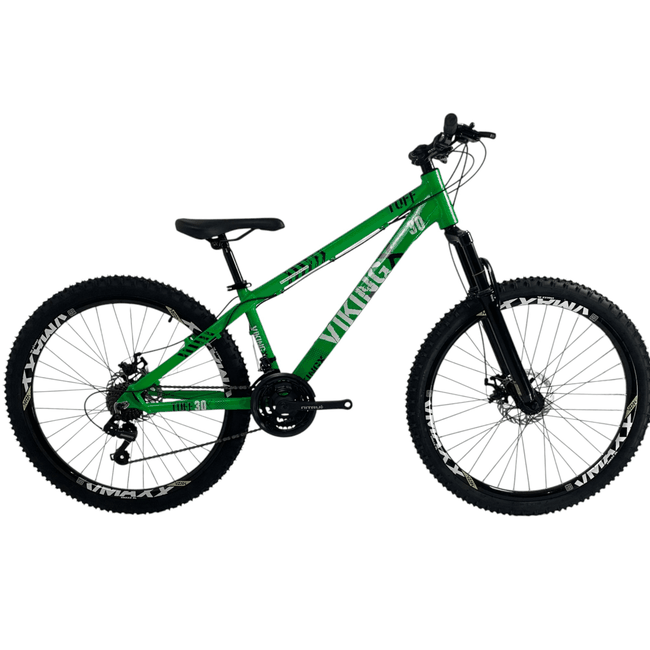 Bicicleta Vikingx Tuff 30 Aro 26 Shimano 21v Verde e Branca e Azul