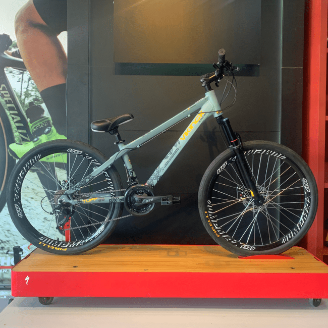Bicicleta Vikingx Tuff 30 Aro 26 Tourney 21v Cinza e Amarelo