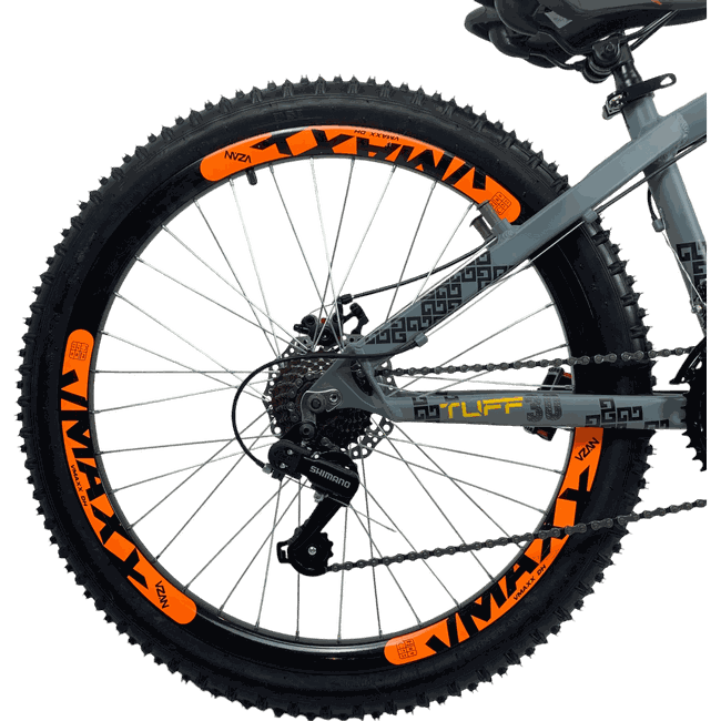 Bicicleta VikingX Tuff 30 Shimano 21v Aro 26 Grafite e Amarelo e Preto e Laranja