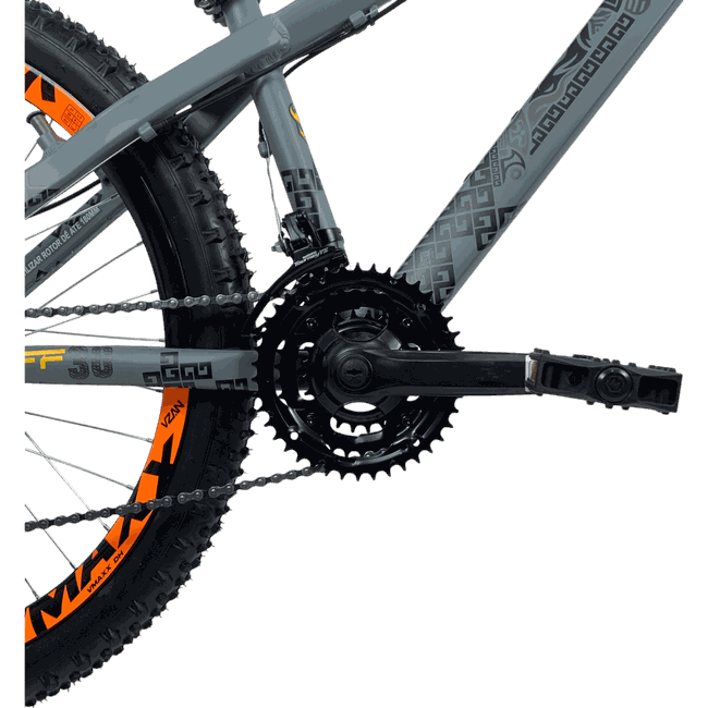 Bicicleta VikingX Tuff 30 Shimano 21v Aro 26 Grafite e Amarelo e Preto e Laranja