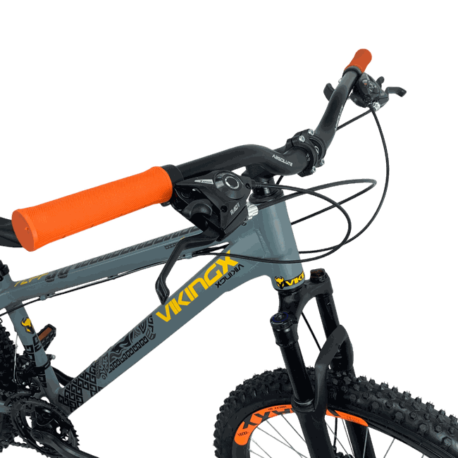 Bicicleta VikingX Tuff 30 Shimano 21v Aro 26 Grafite e Amarelo e Preto e Laranja
