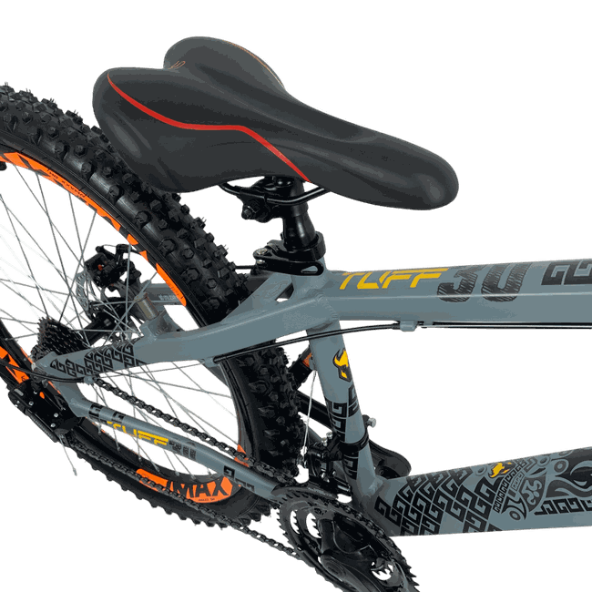 Bicicleta VikingX Tuff 30 Shimano 21v Aro 26 Grafite e Amarelo e Preto e Laranja