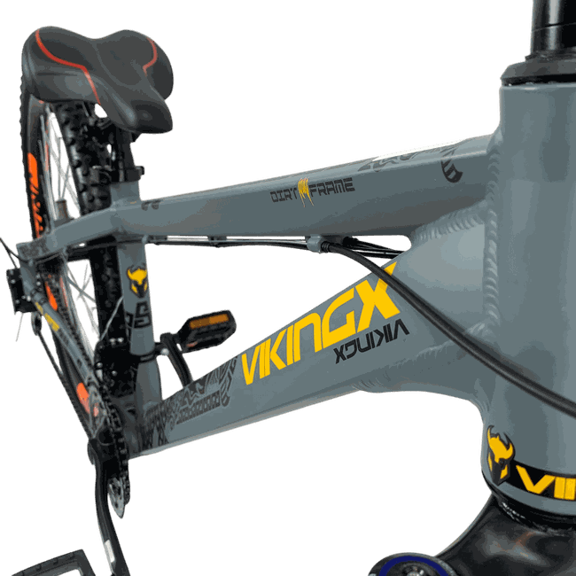 Bicicleta VikingX Tuff 30 Shimano 21v Aro 26 Grafite e Amarelo e Preto e Laranja