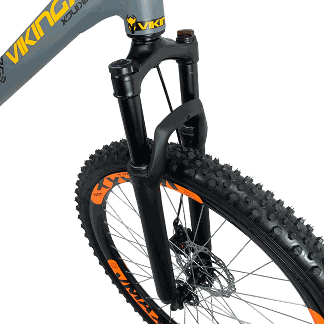 Bicicleta VikingX Tuff 30 Shimano 21v Aro 26 Grafite e Amarelo e Preto e Laranja