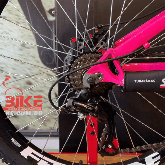 Bicicleta Vikingx Tuff25 21V Aro 26 Rosa e Amarelo e Branca e Azul