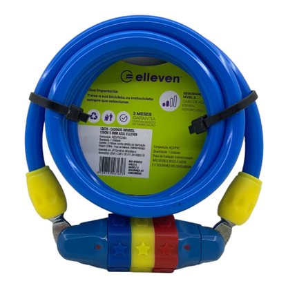 Cadeado Elleven Espiral Infantil Azul 8mm x 1.2m