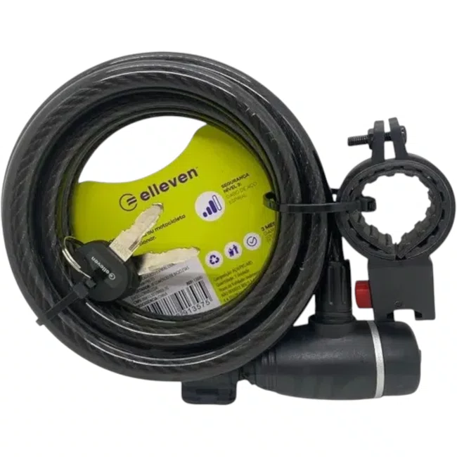 Cadeado Elleven Espiral com Chave 12mm x 1.8mㅤㅤㅤㅤㅤㅤㅤㅤㅤㅤㅤ