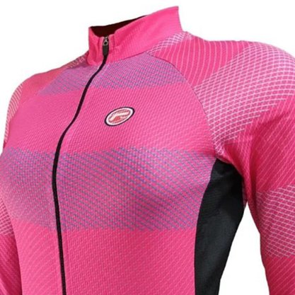 Camisa Barbedo Feminino Moselle Manga Longa Rosa e Preto