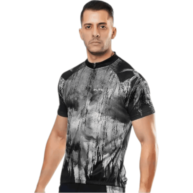 Camisa Ciclismo Elite Masculina Preto e Colorida