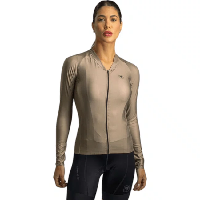 Camisa Ciclismo Free Force Manga Longa Feminina Training Mascavo