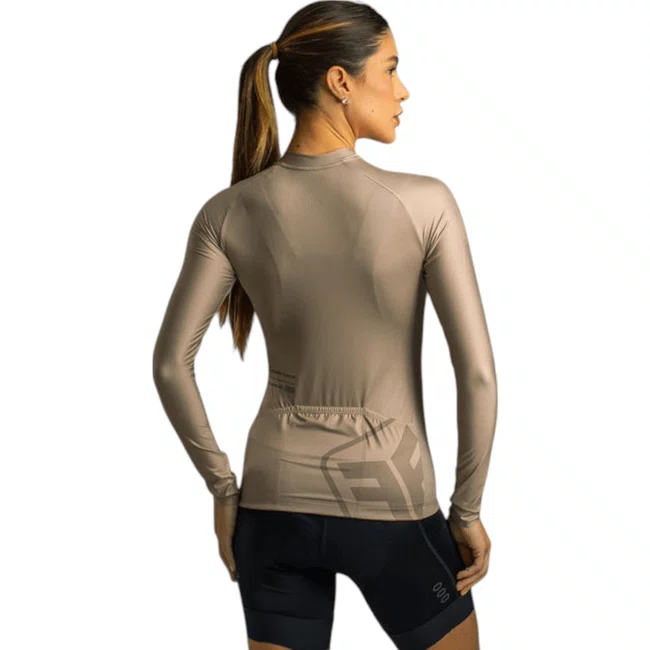 Camisa Ciclismo Free Force Manga Longa Feminina Training Mascavo
